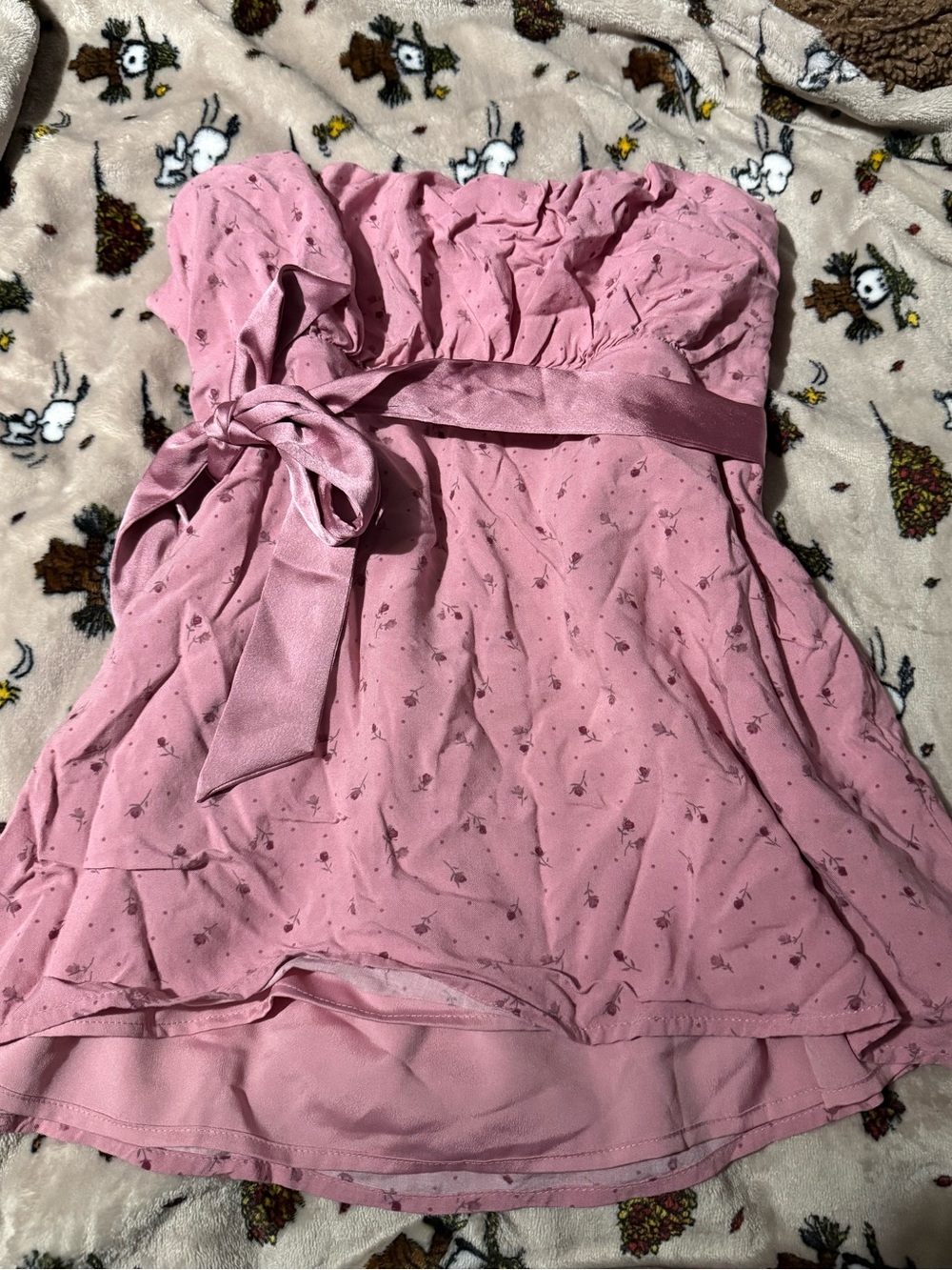 Hollister Pink Strapless Tie-Waist Party Top